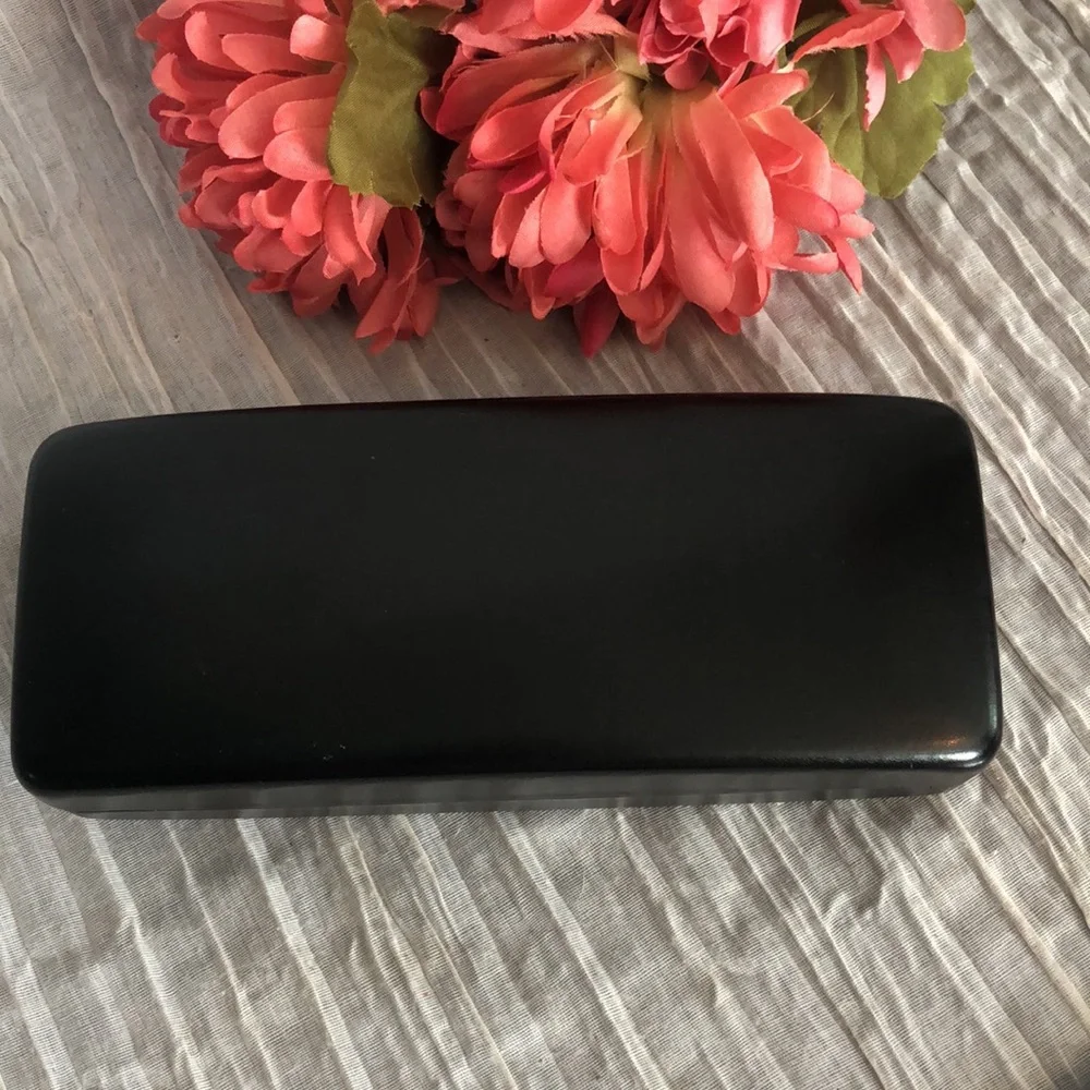 RALPH LAUREN black leather hardshell snap close eyeglasses sunglasses case